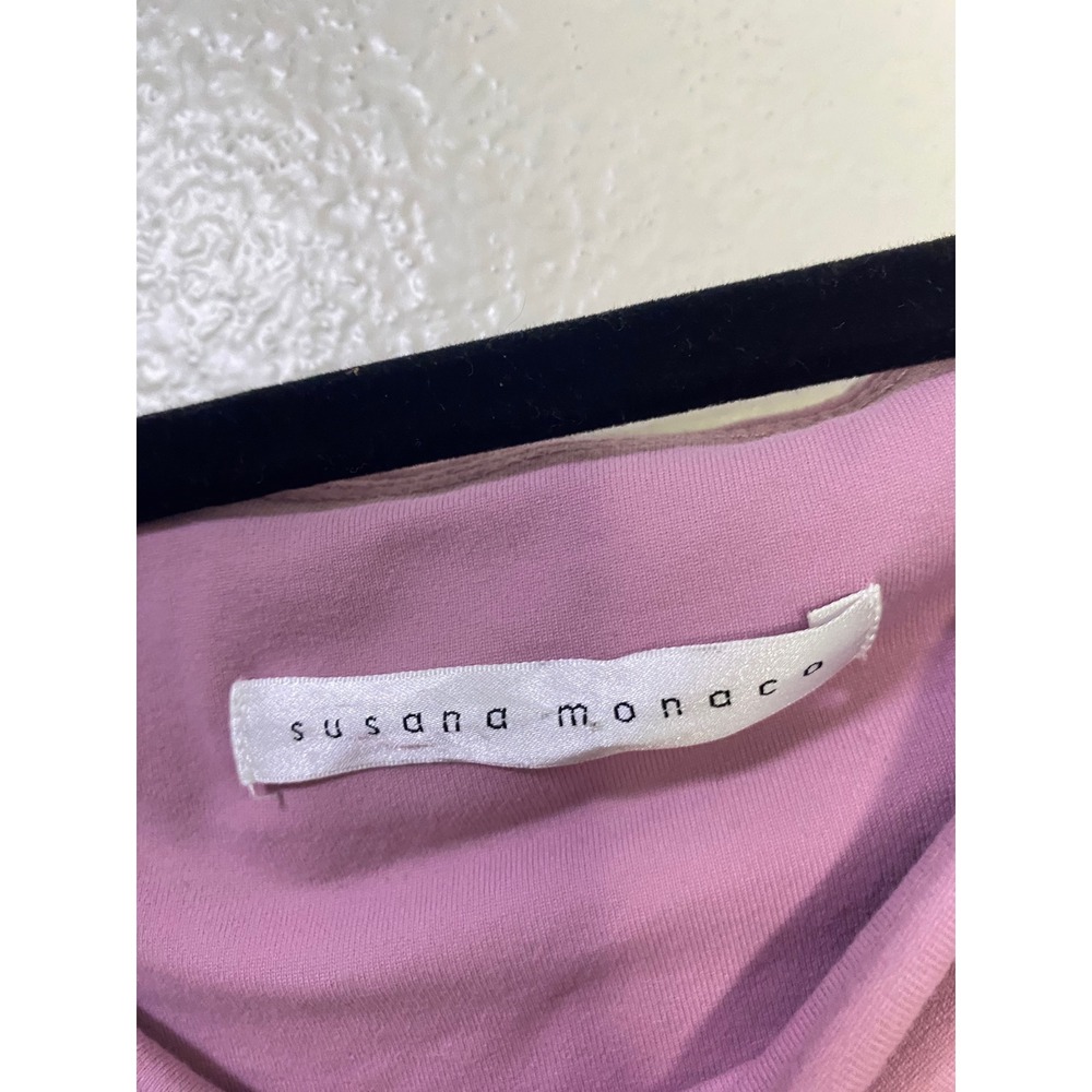Susana Monaco Mauve Pink Off Shoulder Tiered Bell Sleeve Mini Dress XS Retro - Picture 4 of 6